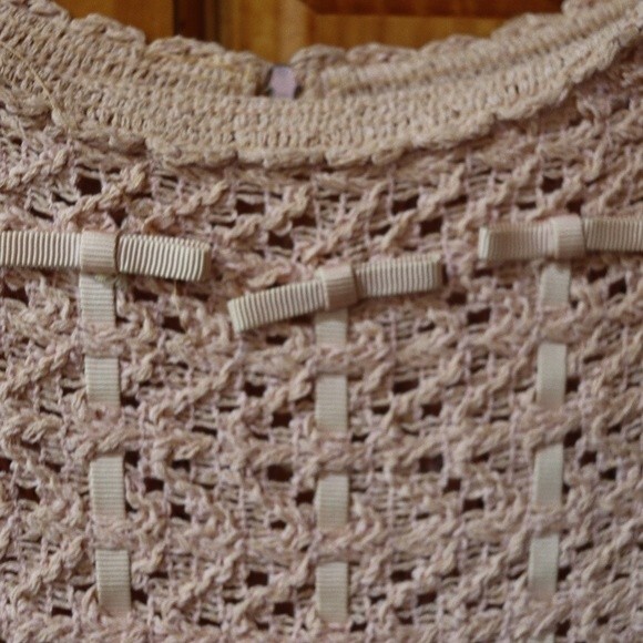 Vintage Lace Crochet Pink Lace Sleeveless Dress 12 - Picture 2 of 16